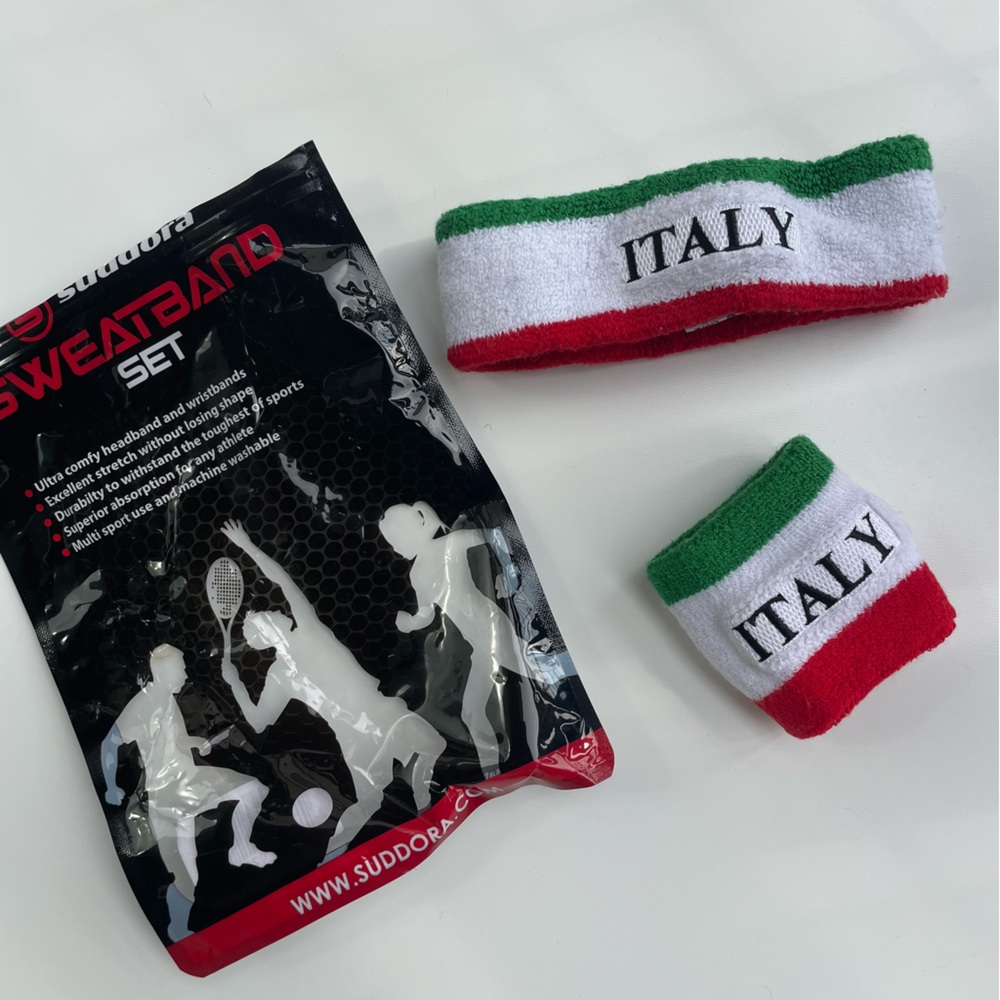Italy Sweatband Set - Green, White, Red Halloween Costume or sport fans
